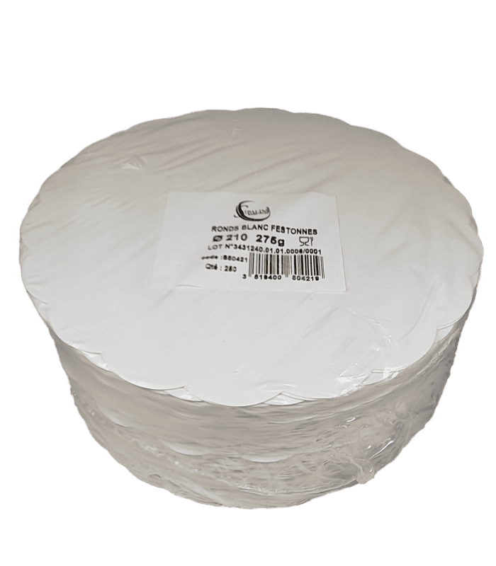 [28663] Scalloped Round White 17 Pqt 250