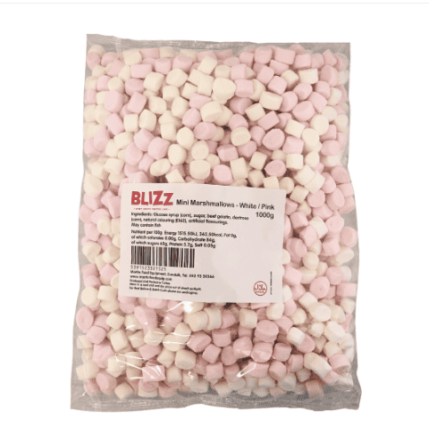 Mini Marshmallows- White/Pink 1000gr
